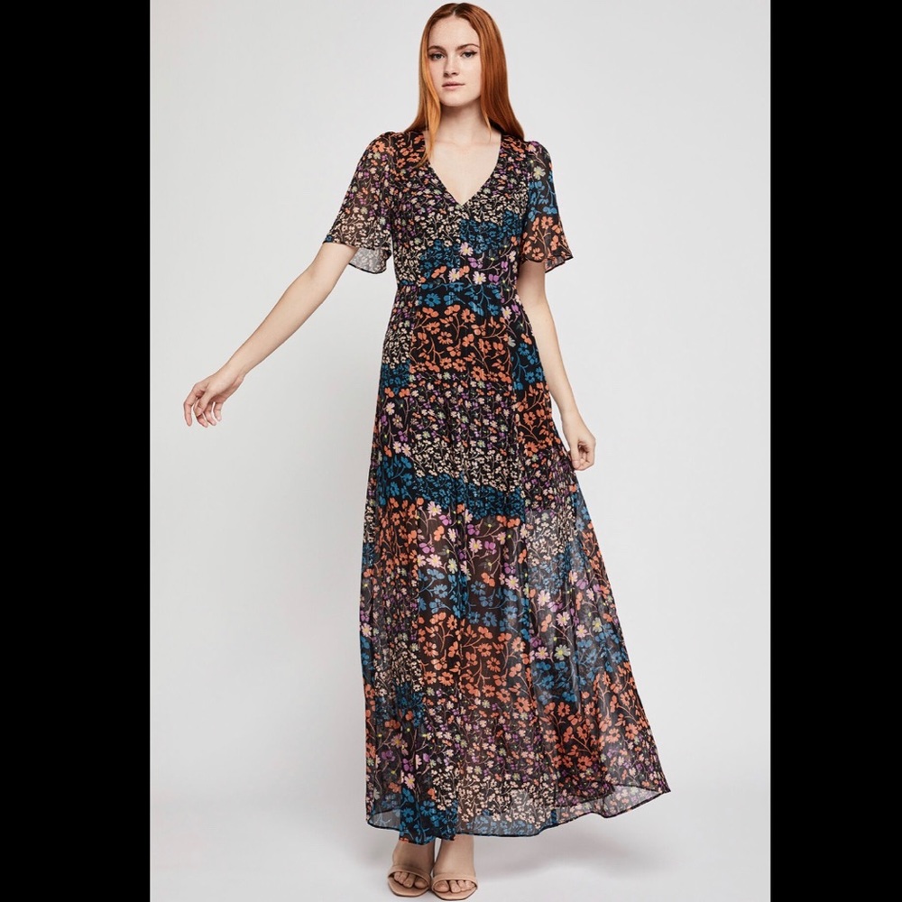 NWOT BCBG metallic floral maxi dress size 6 C4. Wore once